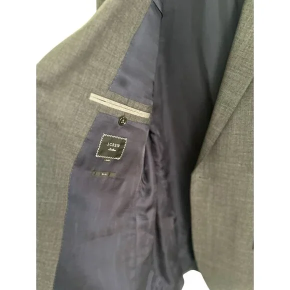 J.Crew Ludlow Blazer 3D Tollegno Wool Gray Lined Size 44R/Slim - Picture 5 of 11